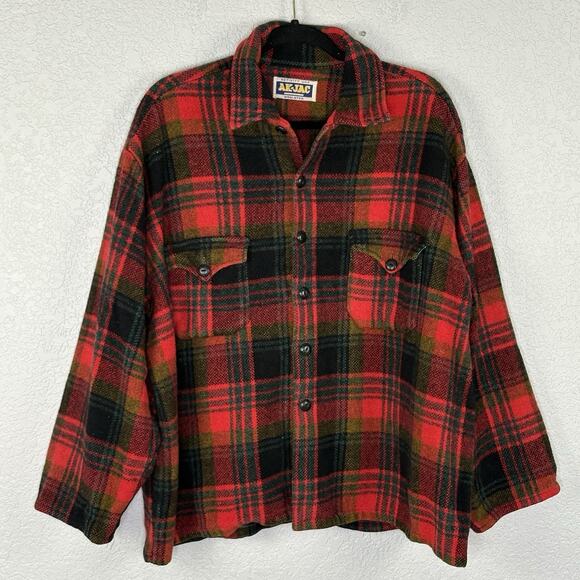 Vintage Men’s 70s Ak-Jac Woolster Shacket Jacket Plaid Canada Size XL - Picture 2 of 5
